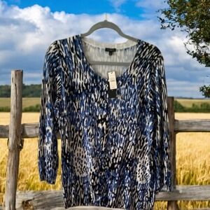 TALBOTS cardigan (L) blue black beige NWT 89.50$ great gift idea matches…